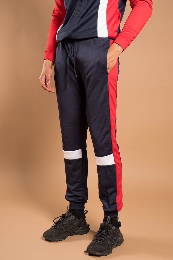 Mens Navy White Red Zip Tracksuit