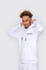 Mens White Printed Hoodie And Short Tracksuit