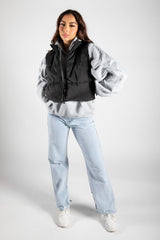 Black Cropped Puffer Gilet