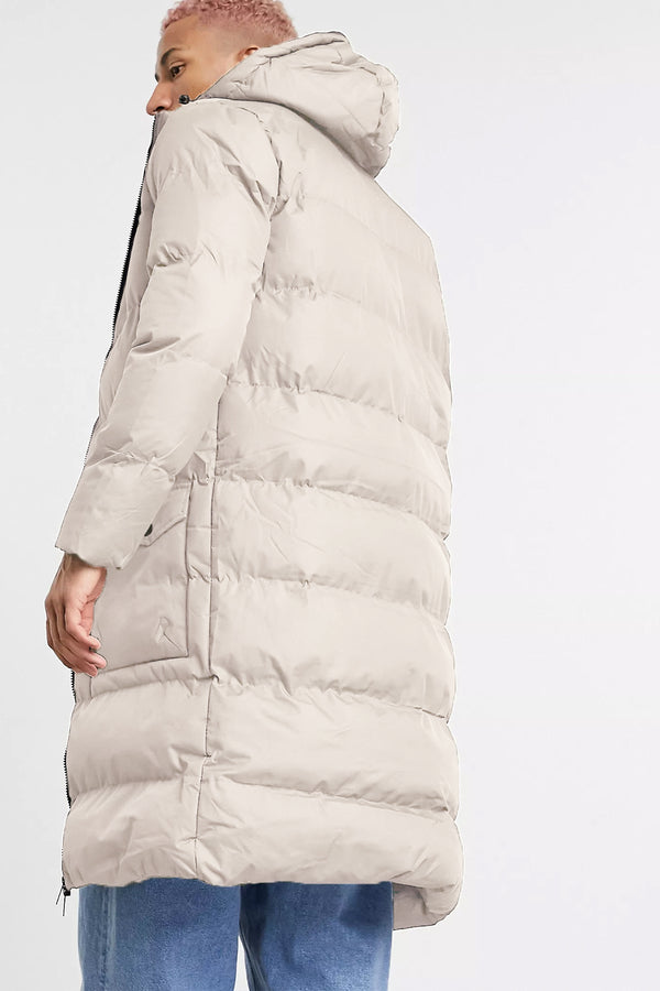 Mens Stone Longline Hooded Puffer Coat