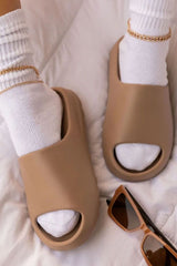 Mocha Rubber Ribbed Sole Sliders