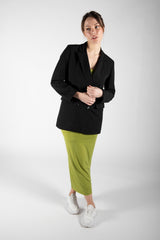 Black Oversized Double Breasted Lightweight Blazer 