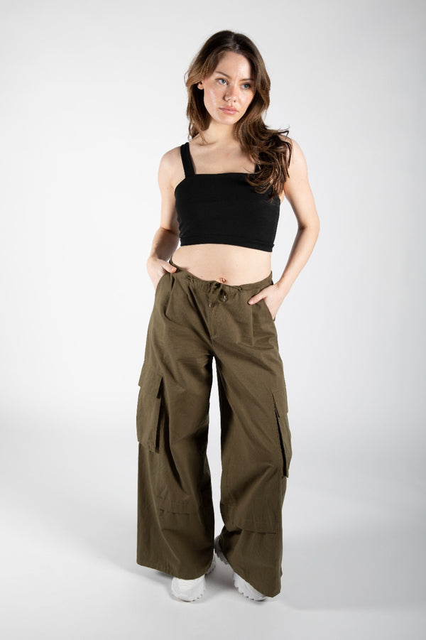Black Thick Strap Square Neck Crop Top
