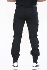 Mens Black Slim Fit Cargo Joggers 