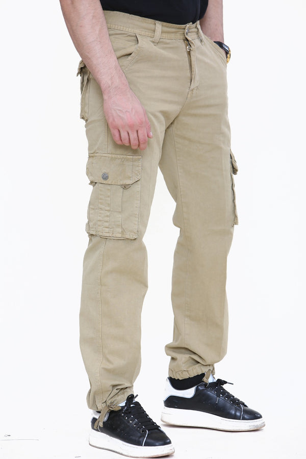 Mens Beige Cargo Trousers 
