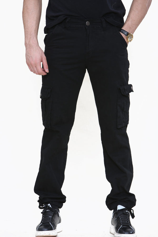 Mens Black Cargo Trousers 