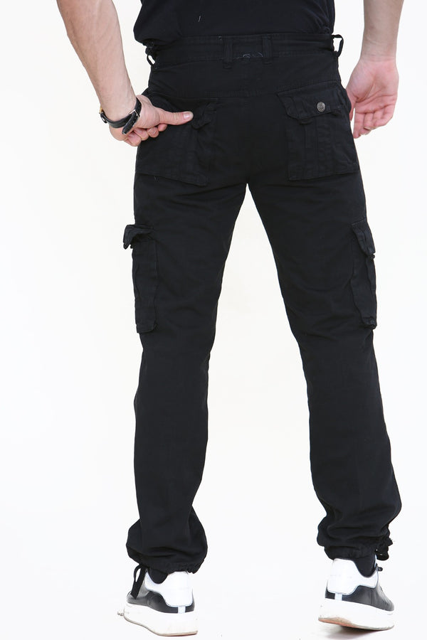 Mens Black Cargo Trousers 