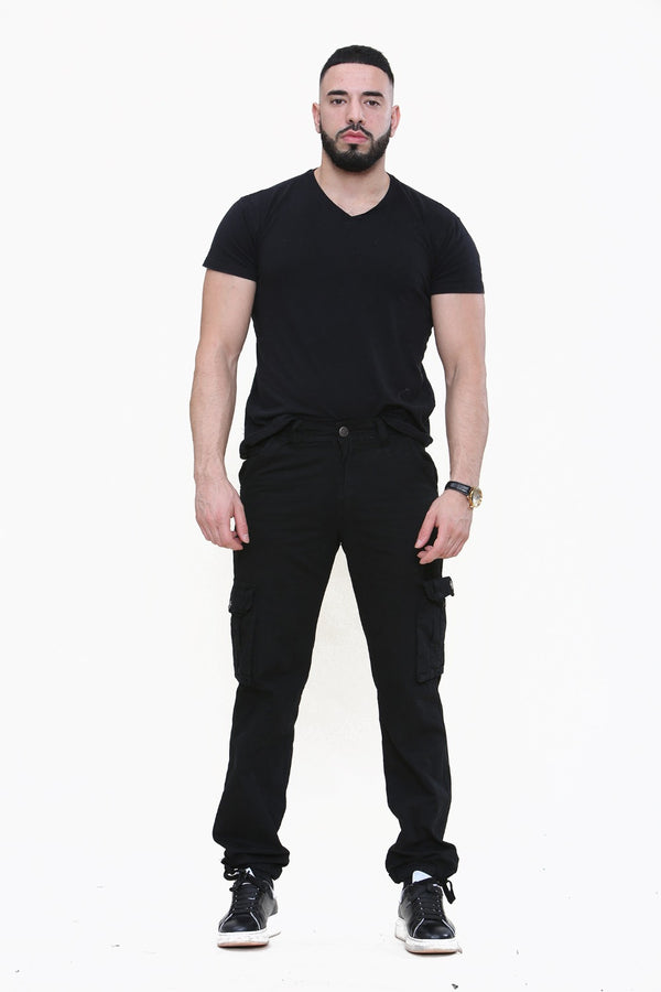 Mens Black Cargo Trousers 
