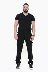 Mens Black Cargo Trousers 