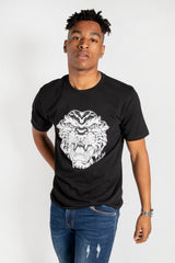 Mens Black Tiger Head Graphic T-Shirt