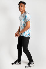 Mens Blue Black and White Tie Dye T-Shirt