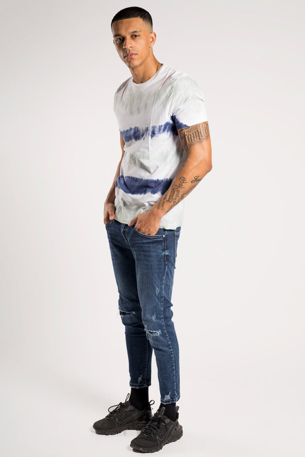 Mens Navy Tie Dye Oversized T-Shirt