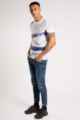 Mens Navy Tie Dye Oversized T-Shirt