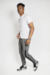 Mens Charcoal And Black Striped Jogger