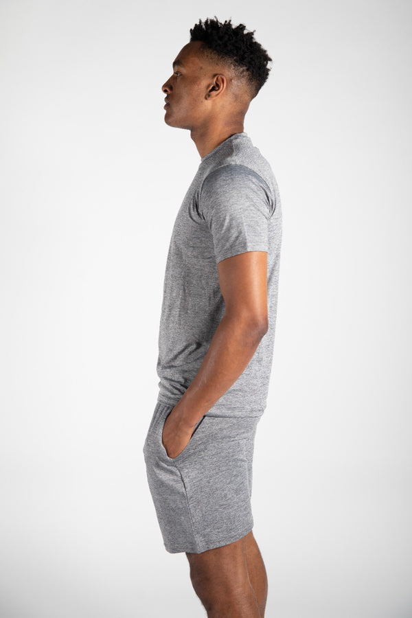 Mens Charcoal Marl Active T-Shirt & Shorts Set