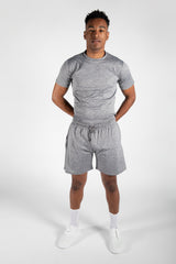 Mens Charcoal Marl Active T-Shirt & Shorts Set