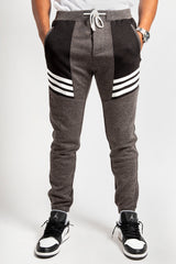 Mens Charcoal Marl Striped Joggers