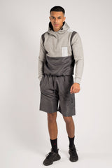 Mens Grey And Charcoal Colourblock Hooded Short Set