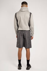 Mens Grey And Charcoal Colourblock Hooded Short Set