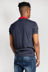 Mens Navy Contrast Collar Polo Shirt