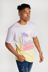 Mens Purple And Yellow Graphic T-Shirt