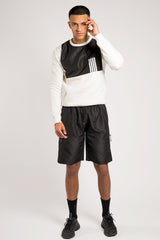 Mens White And Black Colourblock Short Set