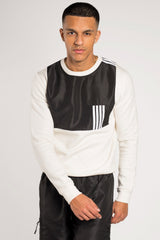 Mens White And Black Colourblock Short Set