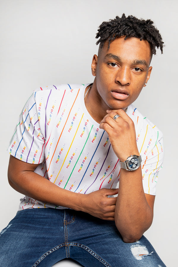 Mens White Proud To Be Slogan Tee