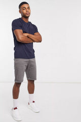 Navy Ribbed Pocket Detail Crew Neck T-shirt-Copy