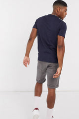 Navy Ribbed Pocket Detail Crew Neck T-shirt-Copy