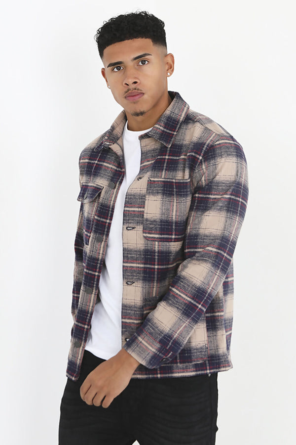 Mens Check Button Through Shacket