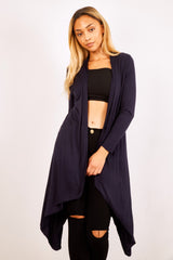 Navy Ribbed Waterfall Cardigan