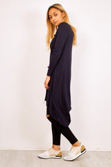 Navy Ribbed Waterfall Cardigan
