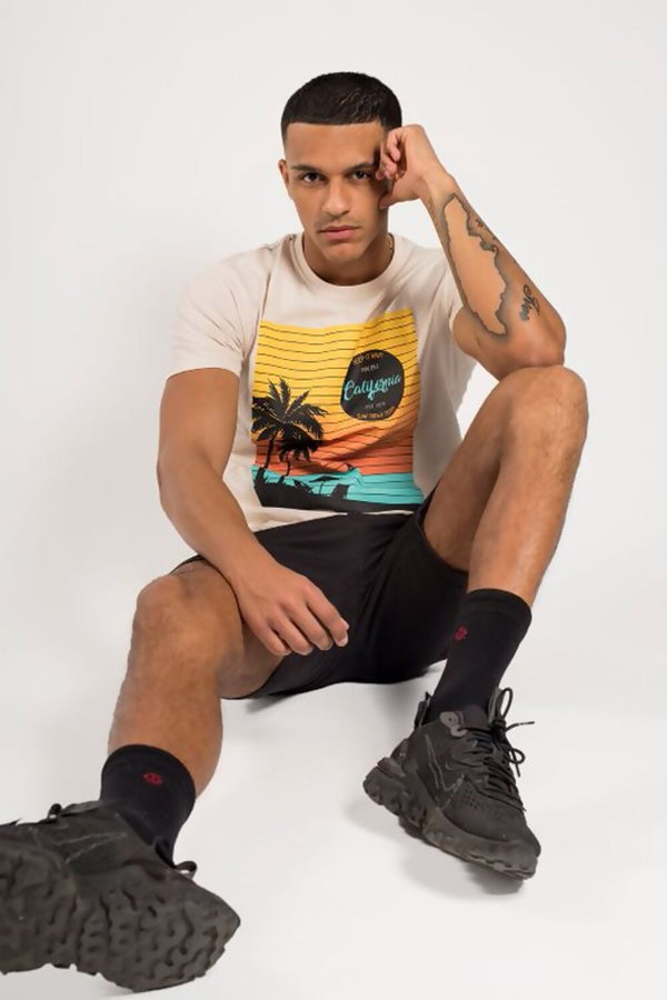 Beige Sunset California T-Shirt