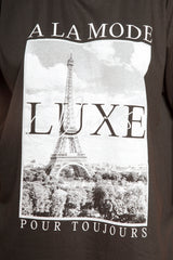 Black Oversized Paris Graphic Print T-Shirt
