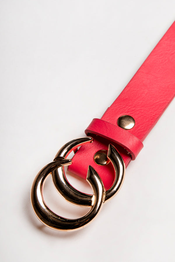 Pink CC Gold Buckle PU Belt