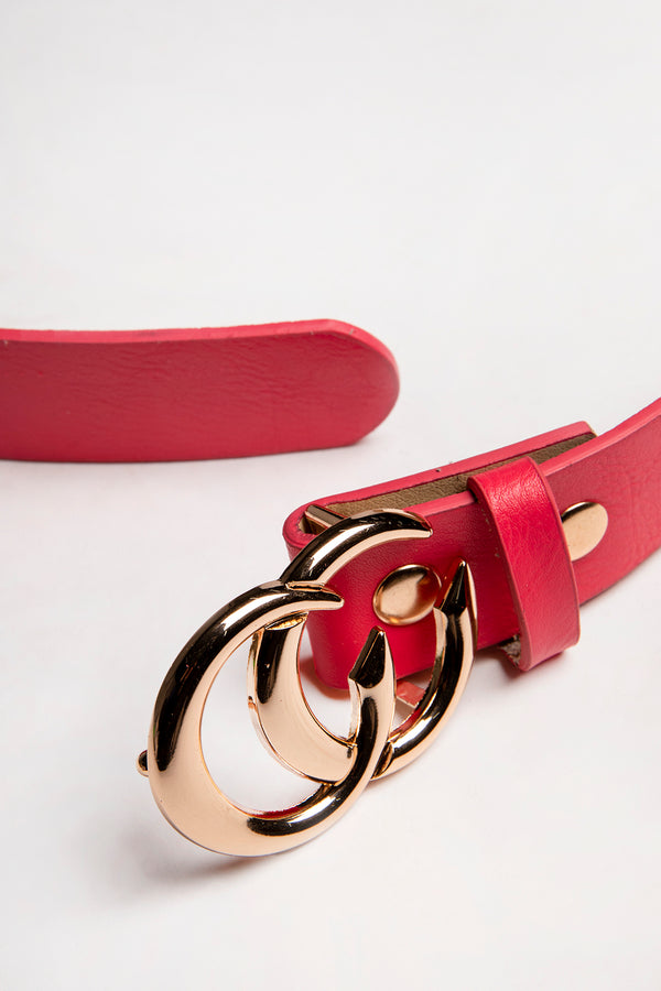 Pink CC Gold Buckle PU Belt