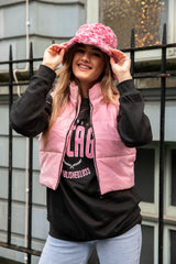 Pink Cropped Puffer Gilet