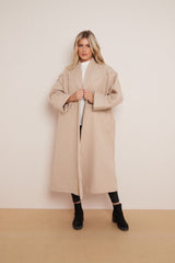 Camel Premium Boyfriend Wool Soft Look Oversized Coat-Copy