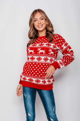 Plus Size Red Snowflake Knitted Christmas Jumper