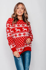 Plus Size Red Snowflake Knitted Christmas Jumper