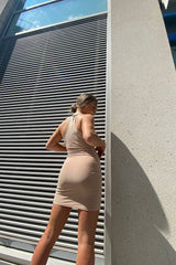 Stone Double Slinky Racer Neck Mini Dress