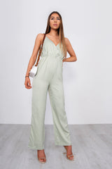 Sage Plunge Strappy Wide Leg Jumpsuit