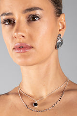 Silver Scrunched Leaf Earrings 