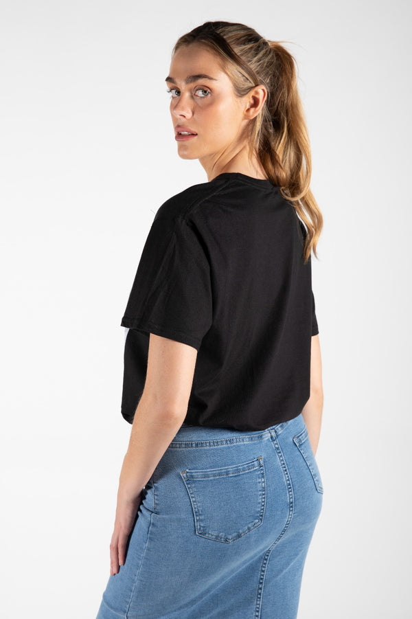 Black Oversized Paris Graphic Print T-Shirt