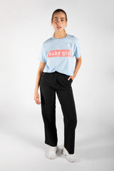 Blue "Baby Girl" Graphic Print Oversized T-Shirt