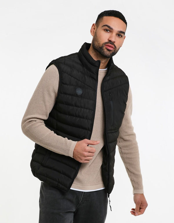 Mens Black Lightweight Padded Gilet