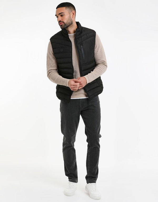 Mens Black Lightweight Padded Gilet