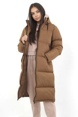 Toffee Longline Hooded Puffer Coat Pre Order