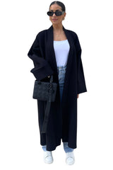 Black Premium Boyfriend Wool Soft Look Oversized Coat